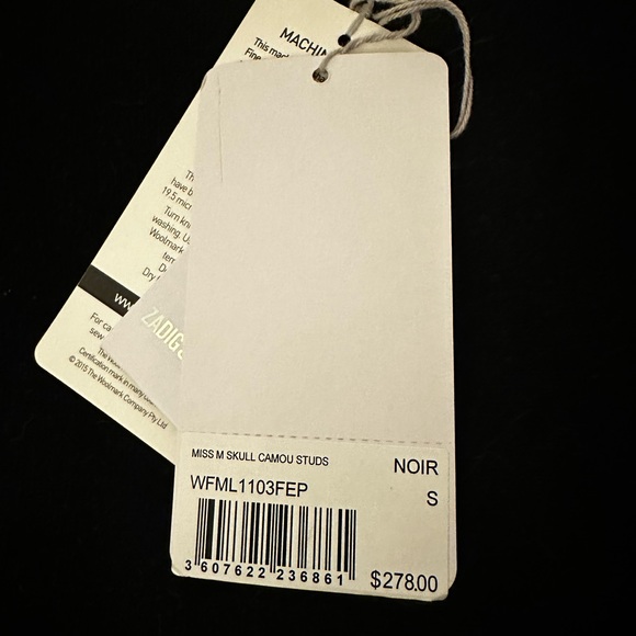 NWT Zadig & Voltaire Wool Stud Embellished Skull Sweater Size Small - Picture 9 of 10